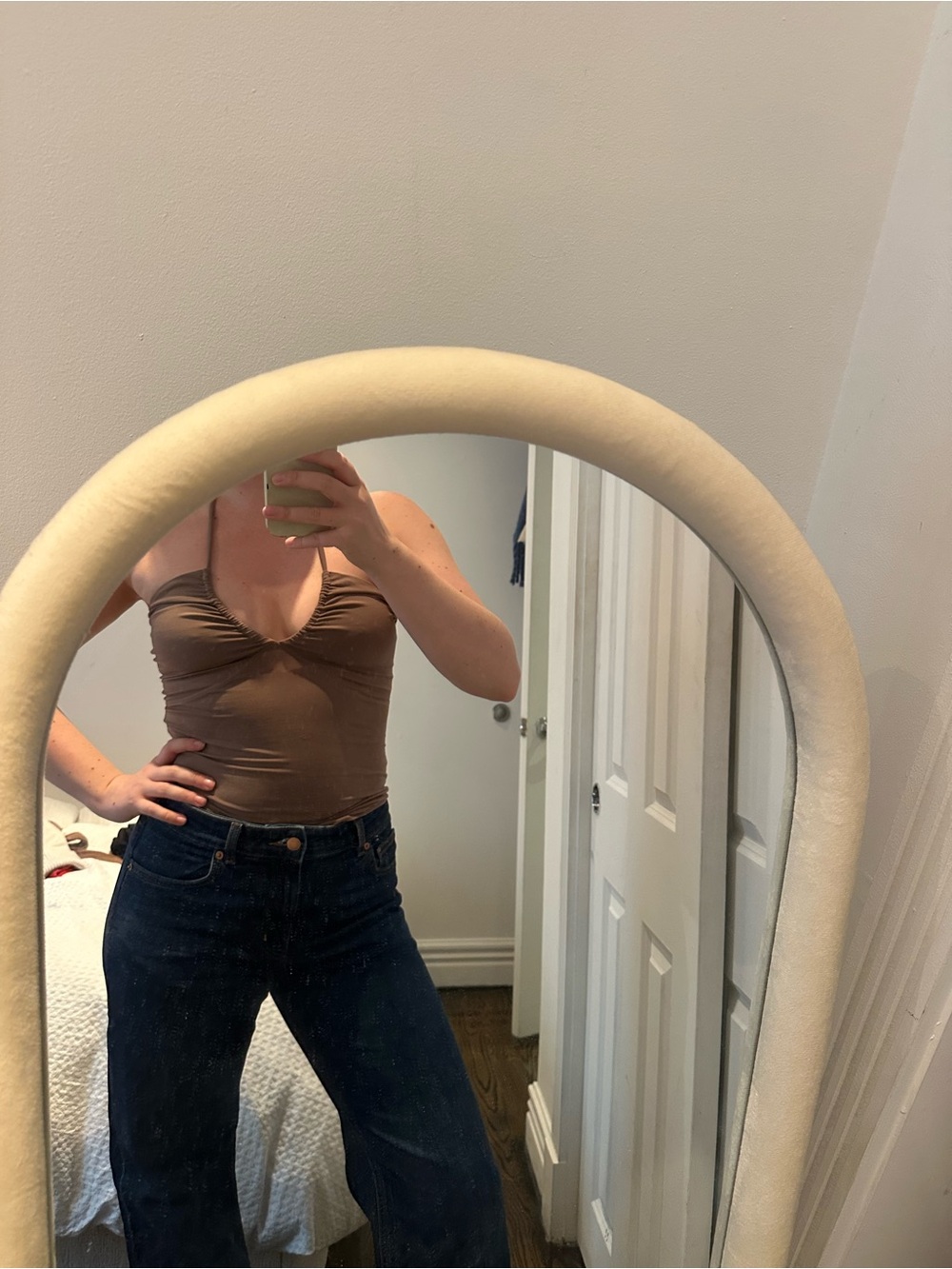 Abercrombie & Fitch Brown Ruched V-Neck Bodysuit